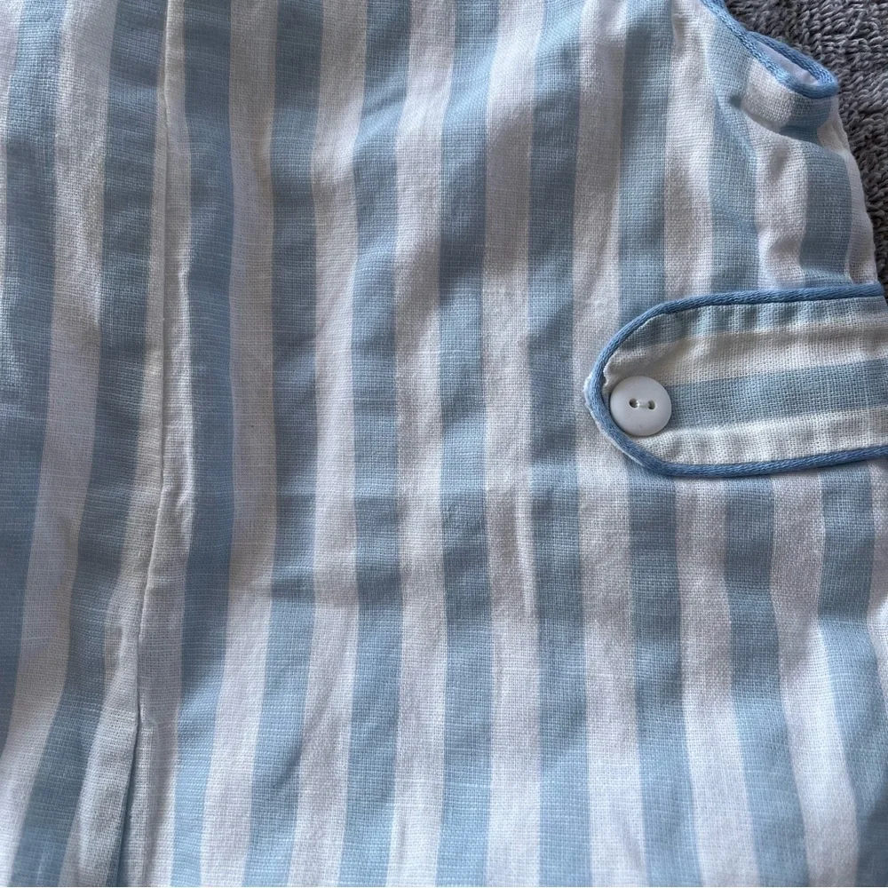 Sal and Pimenta Baby Boy Romper Blue and White Stripes Nautical Old Money Lined